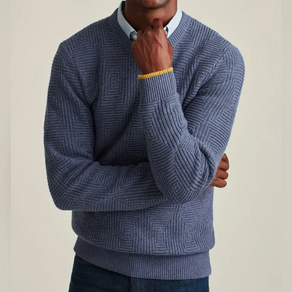 BONOBOS Diamond Stitch Crew Neck Sweater Wool Alpaca Size XS BLUE - Picture 1 of 9